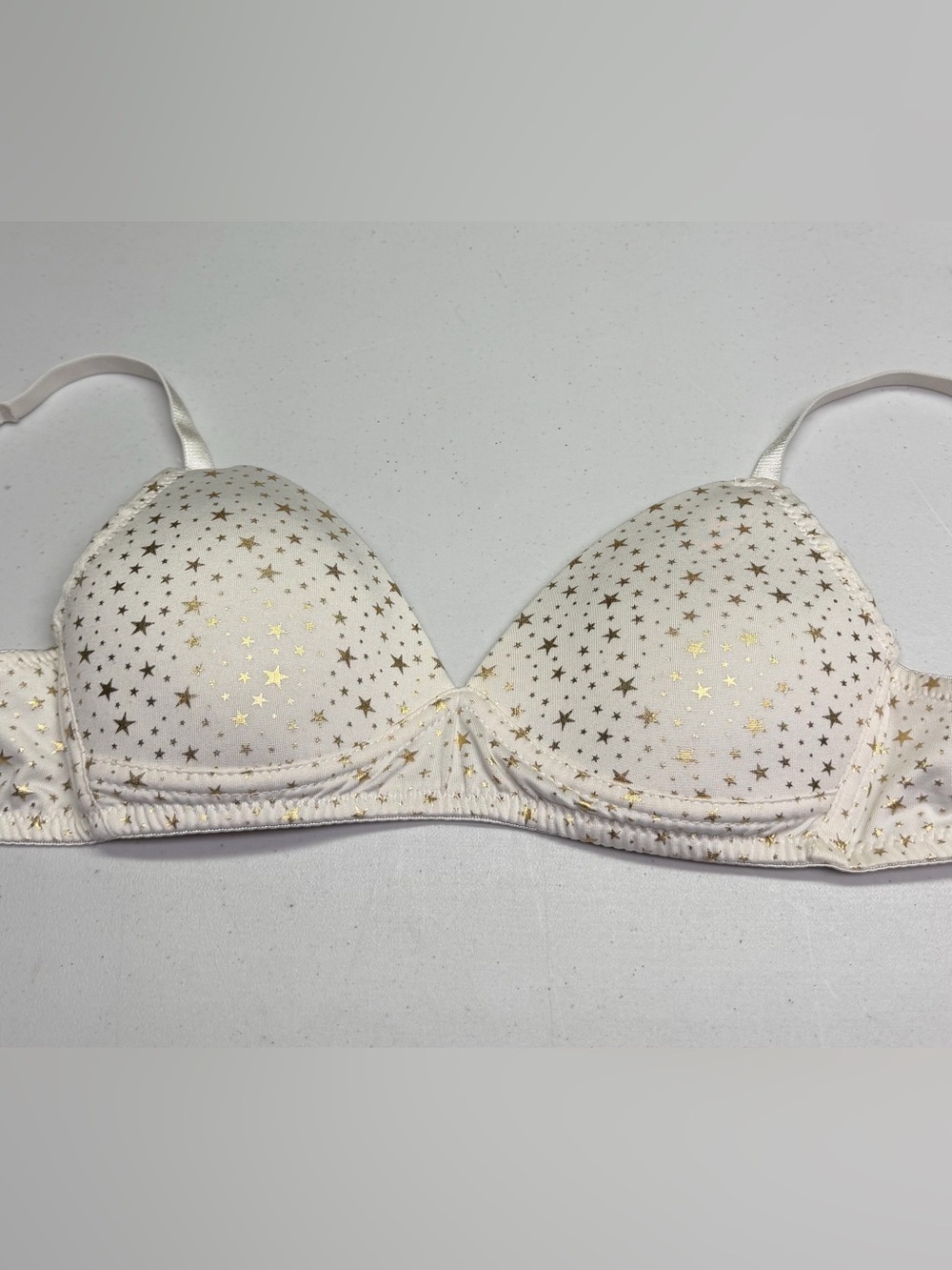 Paris Hilton Ivory Gold Star Print Molded Cup Bra 32A *P1067